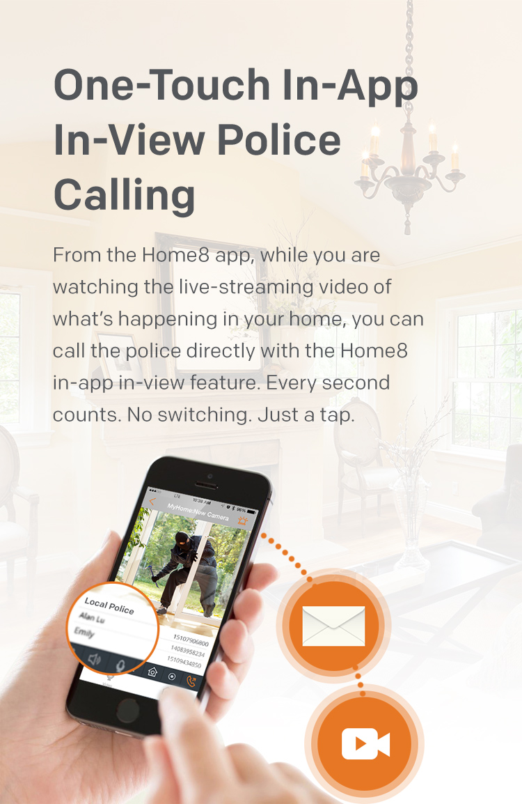one-touch in-app in-view police calling