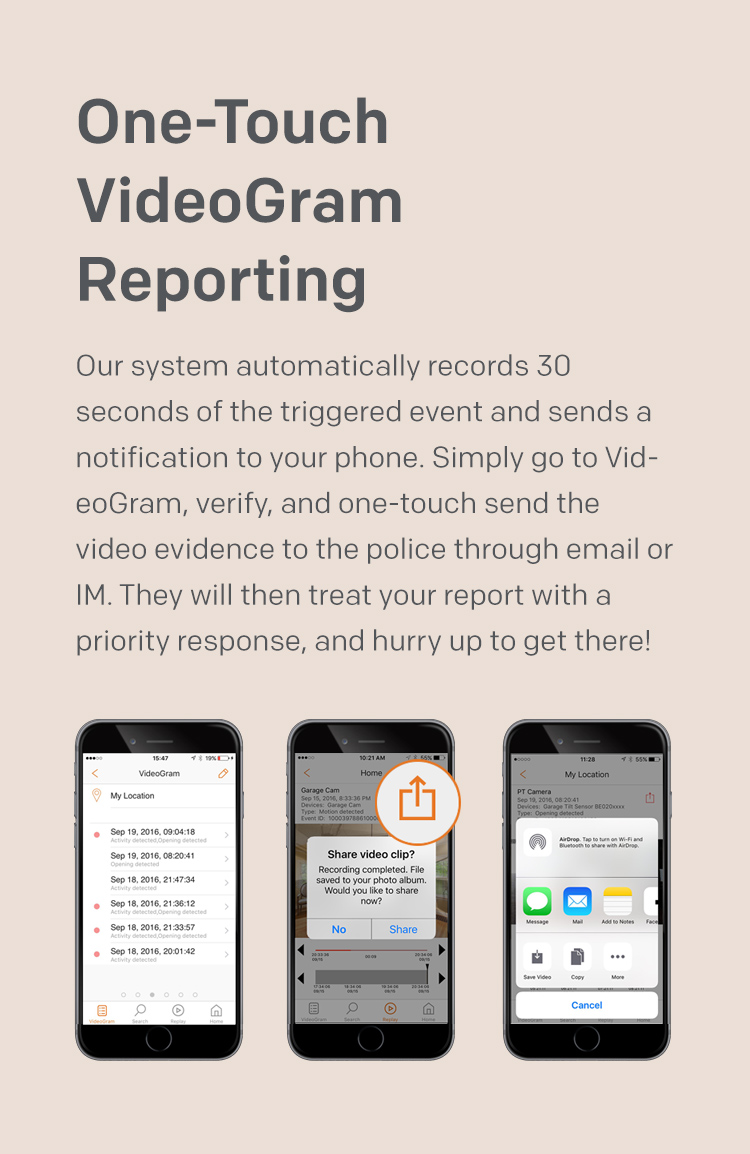 one-touch videogram reporting