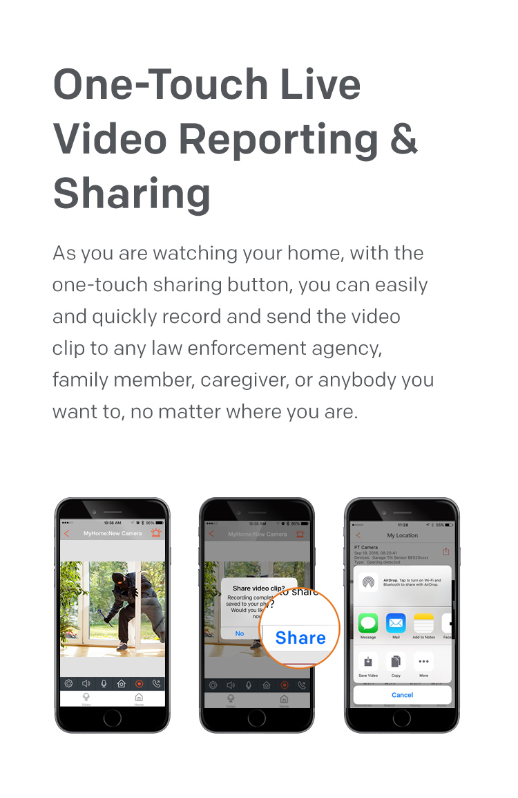 Home8 Home Security One-Touch live video reporting and sharing