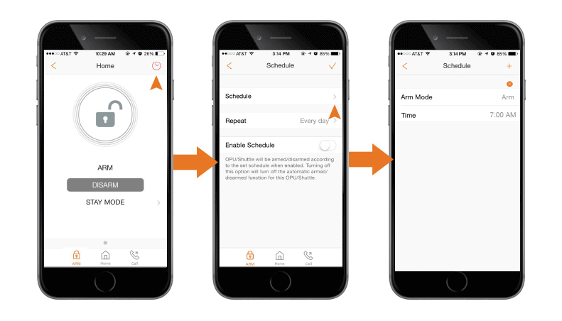 Set up Arm/Disarm schedule